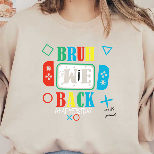 Celebrate with this vibrant birthday graphic featuring playful text and gaming icons, perfect for a fun birthday wish!DTF Transfers