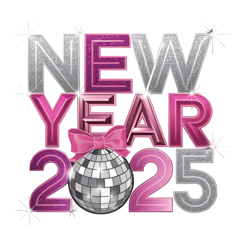 Celebrate the vibrant energy of New Year 2025 with sparkling graphics and a stylish disco ball!DTF Transfers