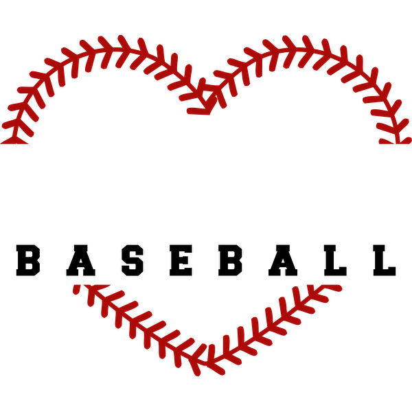 A charming heart shape formed by red baseball stitches, celebrating a love for the sport.DTF Transfers dtf transfers