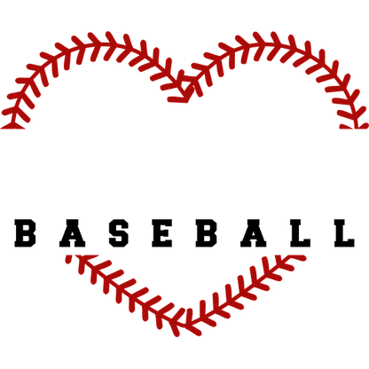 A charming heart shape formed by red baseball stitches, celebrating a love for the sport.DTF Transfers dtf transfers