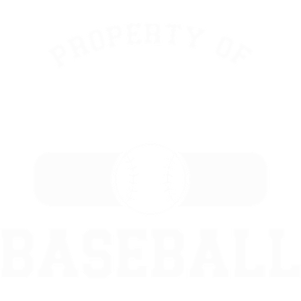 A bold graphic design featuring the phrase "Property of Baseball," accented by a central baseball motif.DTF Transfers dtf prints