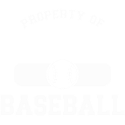 A bold graphic design featuring the phrase "Property of Baseball," accented by a central baseball motif.DTF Transfers dtf prints