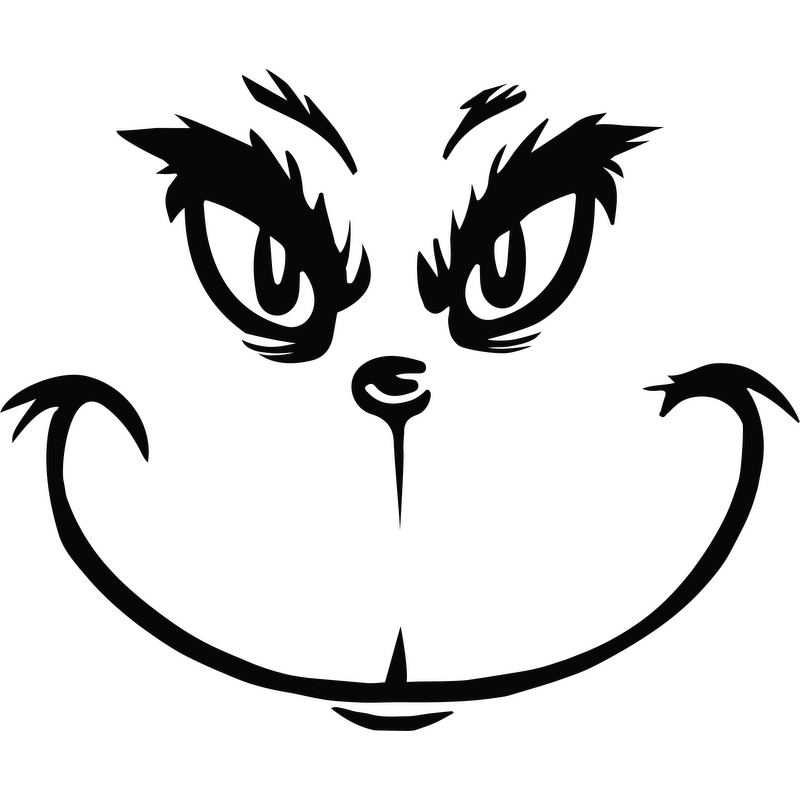 A playful illustration of a mischievous cat face, featuring sharp eyes and a wide, sly grin.DTF Transfers dtf transfers heat press transfers