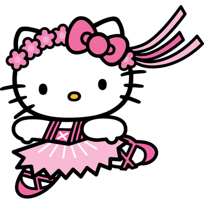 Meet Hello Kitty, dressed as a ballet dancer in a cute pink tutu and adorned with a floral crown and matching bow!DTF Transfers