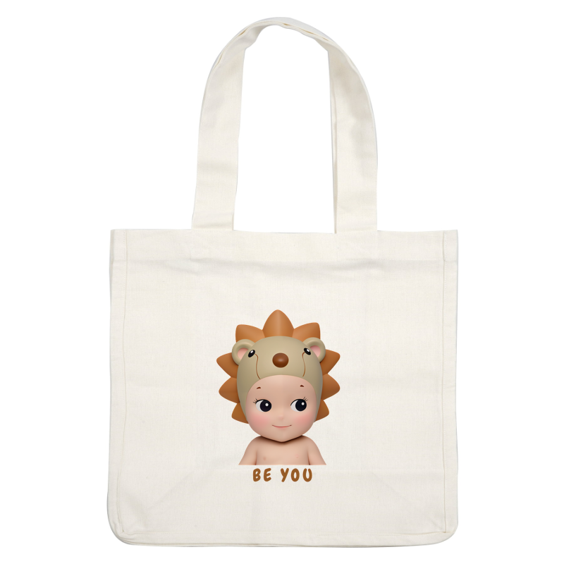 A playful illustration of a child wearing a cute lion-themed hat, encouraging the message "Be You" for self-expression.DTF Transfers dtf transfers