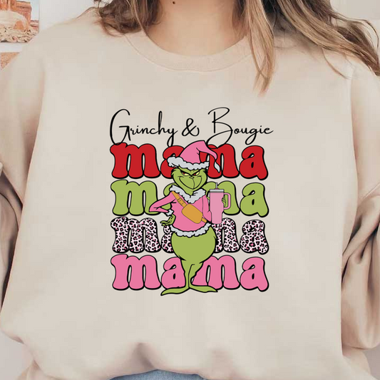 This playful design features the Grinch in a festive outfit, surrounded by colorful, whimsical text that adds a fun holiday vibe.DTF Transfers dtf transfers