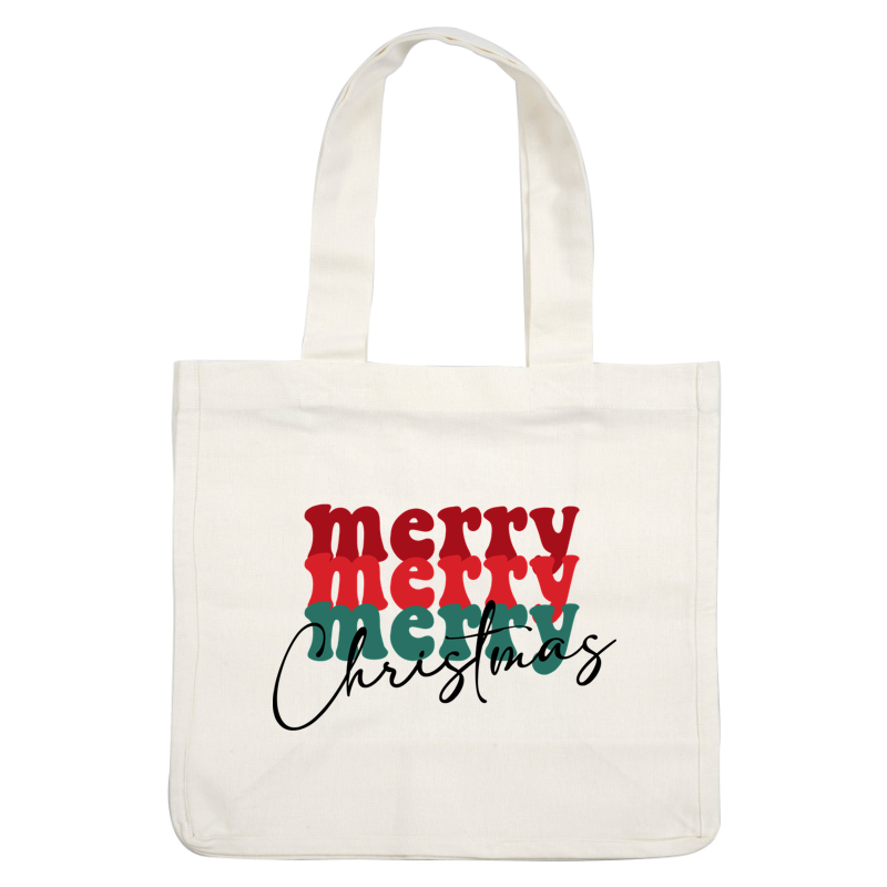 A cheerful design featuring the word "merry" in vibrant red and green colors, perfect for festive celebrations. dtf transfers