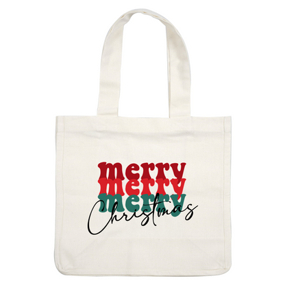 A cheerful design featuring the word "merry" in vibrant red and green colors, perfect for festive celebrations. dtf transfers