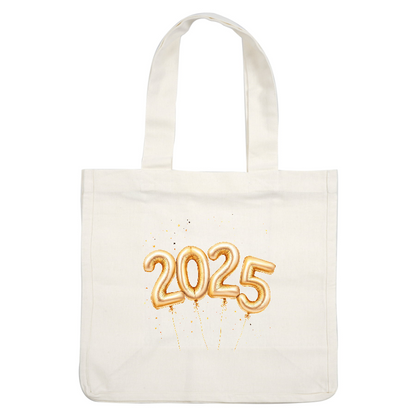 Celebrate the New Year with shiny gold foil balloons spelling out "2025," perfect for festive gatherings and parties!DTF Transfers