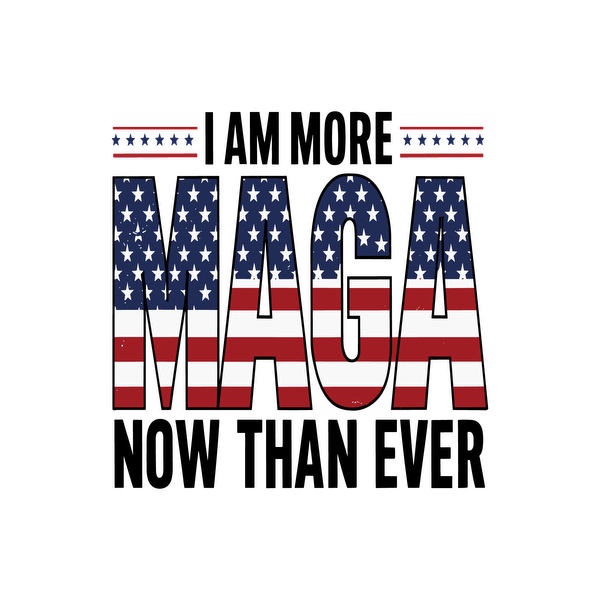 Un gráfico audaz "MAGA" con estrellas y rayas en rojo, blanco y azul, que representan el patriotismo y el orgullo estadounidense.