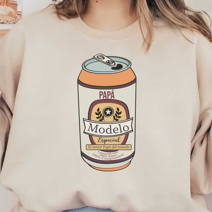 Celebrate dad with this playful "Modelo Especial" beer can design, featuring a heartfelt tribute stating he's the best dad in the world!DTF Transfers heat press transfers