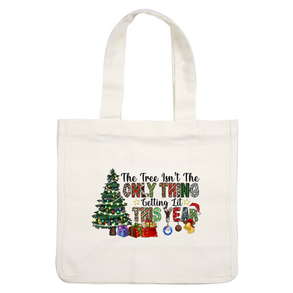 Celebrate the holiday spirit with this vibrant design featuring a festive Christmas tree, gifts, and a playful message!DTF Transfers dtf prints