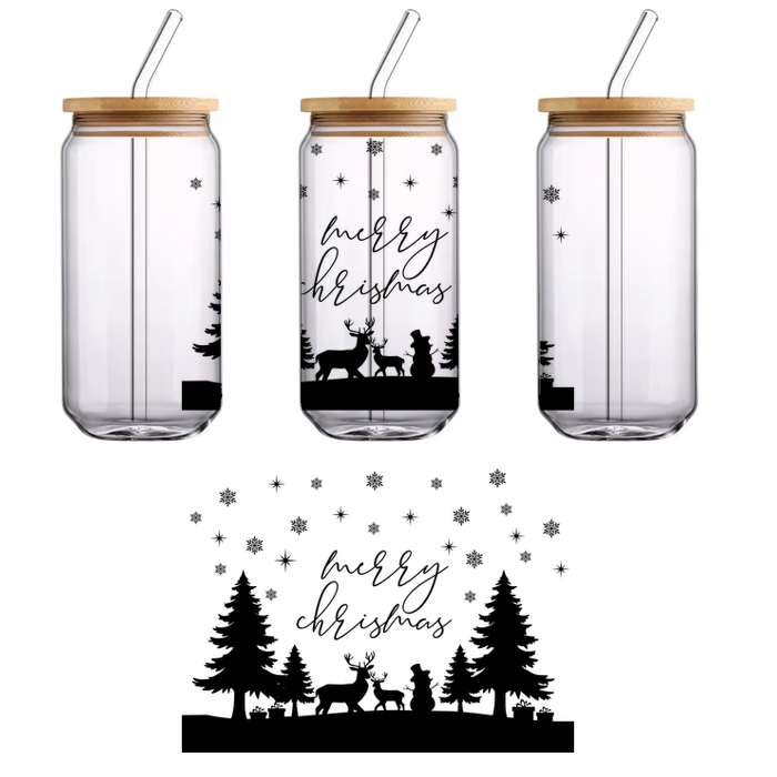 Una elegante silueta negra de un árbol con elegantes ramas, ideal para diseños o obras de arte con temática de la naturaleza. Transferencias UV