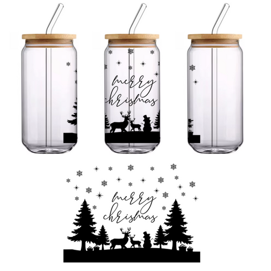 Una elegante silueta negra de un árbol con elegantes ramas, ideal para diseños o obras de arte con temática de la naturaleza. Transferencias UV