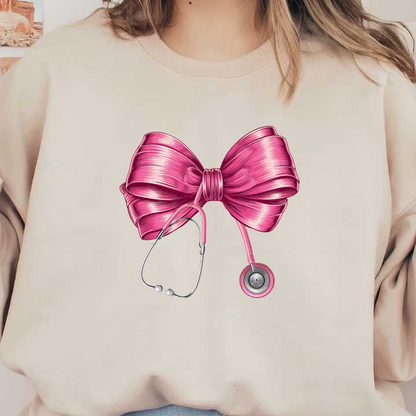 A playful pink bow intertwined with a stethoscope, combining elegance with a nod to the medical profession.DTF Transfers