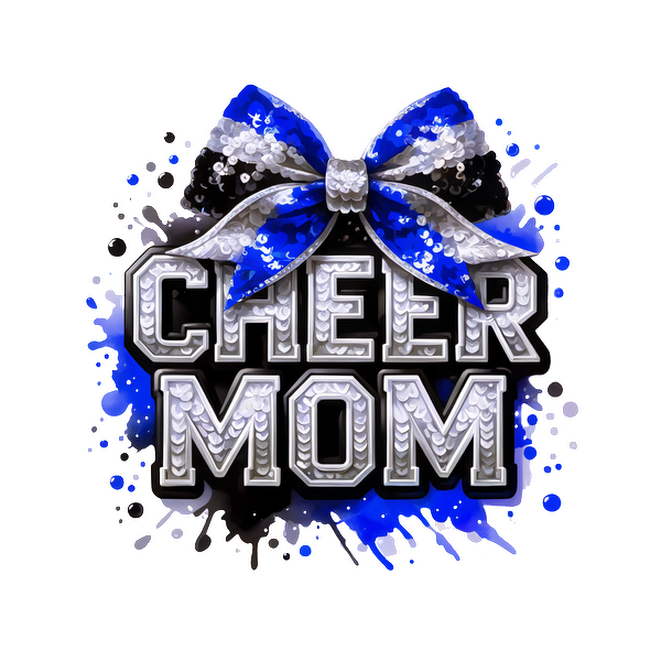 Celebrate your cheerleading spirit with this vibrant "Cheer Mom" design featuring a sparkling bow and colorful splashes!DTF Transfers dtf prints