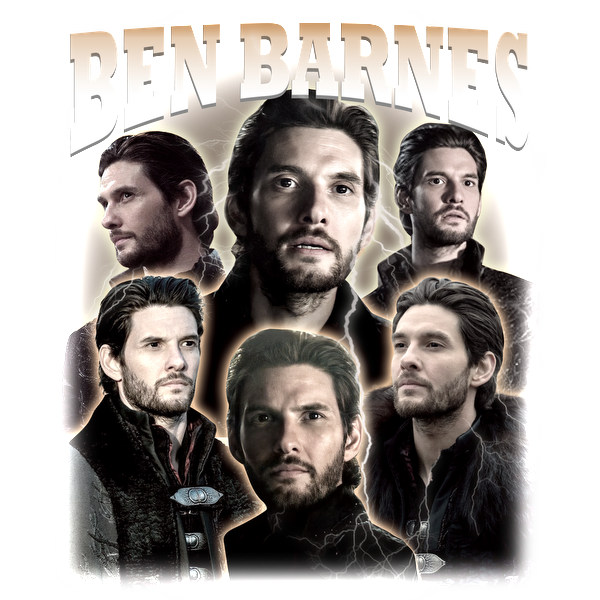 A striking collage showcasing multiple expressions of Ben Barnes, highlighting his charismatic presence and diverse looks.DTF Transfersdtf regular iron
