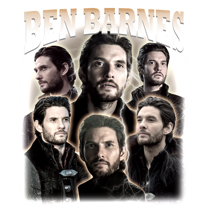 A striking collage showcasing multiple expressions of Ben Barnes, highlighting his charismatic presence and diverse looks.DTF Transfersdtf regular iron