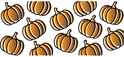 A vibrant pattern of orange pumpkins with distinctive ridges, perfect for capturing the spirit of autumn and harvest.UV Transfers heat press transfers