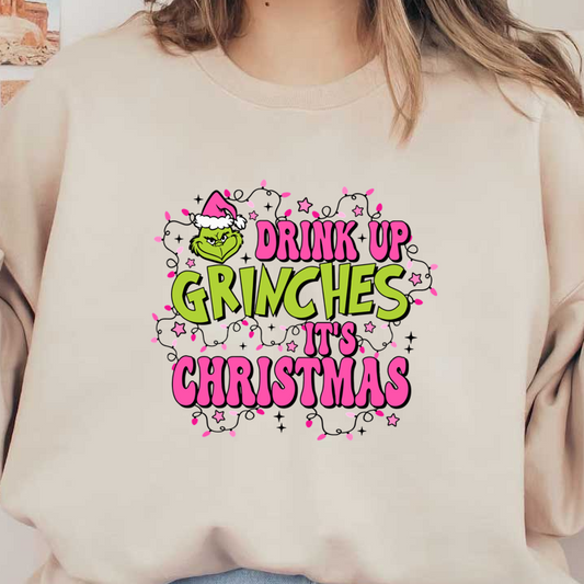 Celebrate Christmas with a playful twist in this colorful design featuring a Grinch and fun festive text!DTF Transfers dtf prints