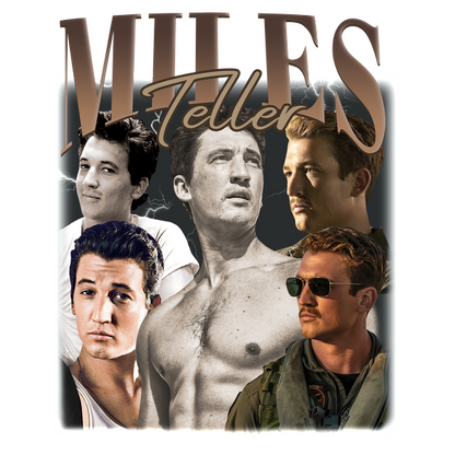 A striking collage showcasing various looks of Miles Teller, featuring multiple portraits highlighting his versatility as an actor.DTF Transfers dtf transfers