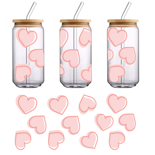 A cheerful array of pale pink, outlined hearts, perfect for adding a touch of love to any design!UV Transfersdtf regular iron