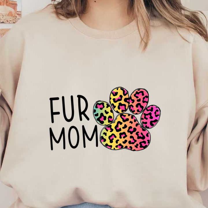 A colorful leopard-print paw graphic featuring vibrant hues of pink, yellow, and green, perfect for animal lovers.DTF Transfers dtf transfers