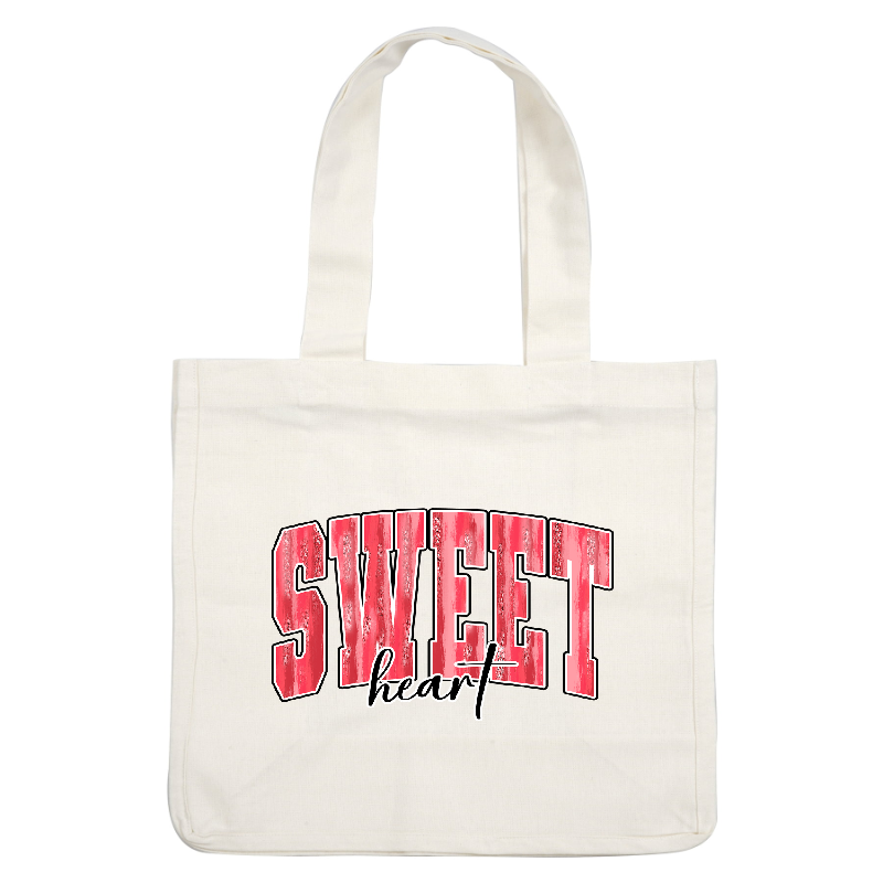 Bold and playful "SWEET heart" graphic text design in vibrant red, perfect for adding a fun touch to apparel or decorations.DTF Transfers