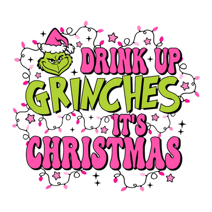 Celebrate Christmas with a playful twist in this colorful design featuring a Grinch and fun festive text!DTF Transfers dtf prints