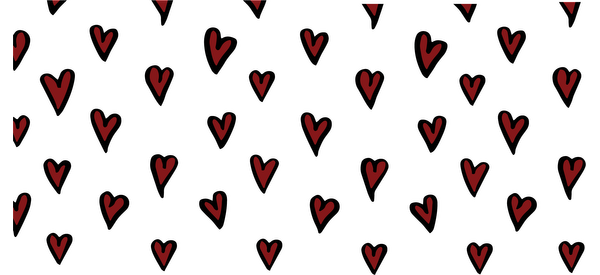 A playful pattern featuring assorted red hearts on a black background, perfect for adding a touch of love to any design.UV Transfers dtf prints heat press transfers