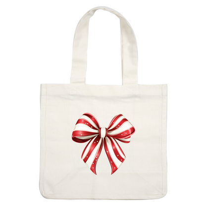 A festive red and white striped bow with polka dots, perfect for adding cheer to gifts and decorations. dtf prints