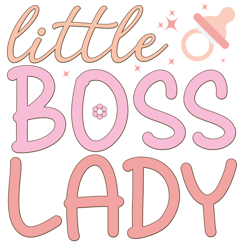A playful design featuring the phrase "little BOSS LADY" in soft pink colors, ideal for celebrating a little one's strong personality!DTF Transfers