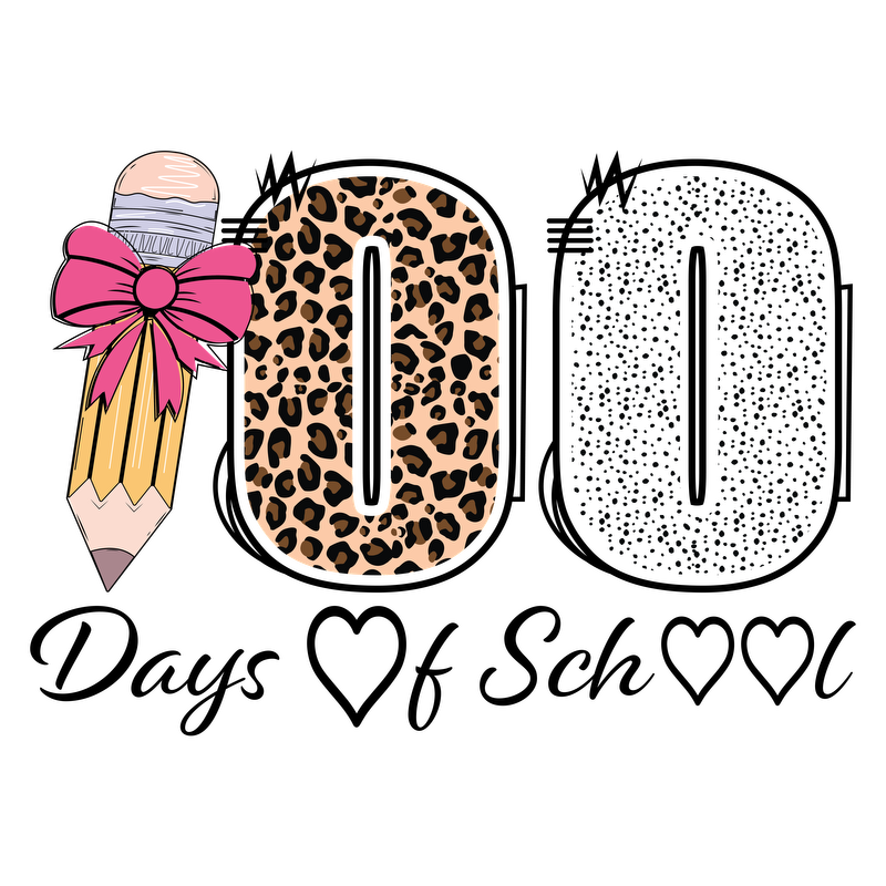 A playful design featuring a leopard print "00" and a pencil with a pink bow, perfect for creative projects!DTF Transfers