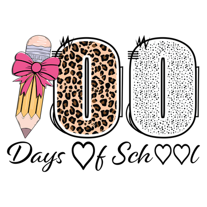 A playful design featuring a leopard print "00" and a pencil with a pink bow, perfect for creative projects!DTF Transfers