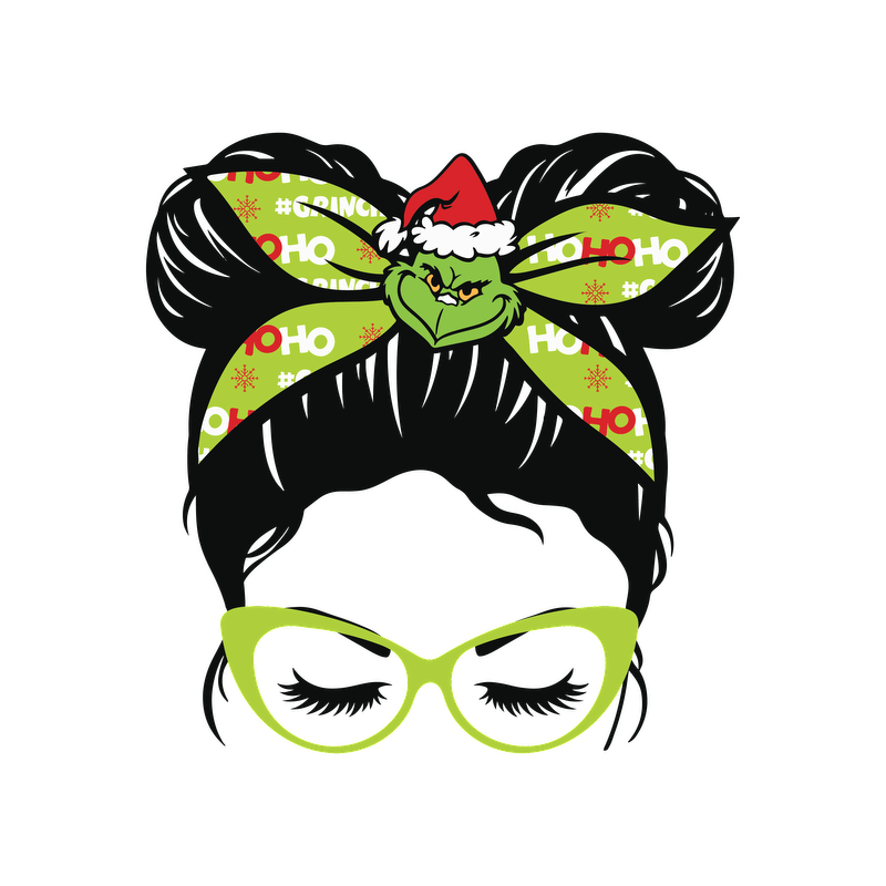 This playful design features a cute headband with a Grinch motif, complete with festive colors and quirky glasses.DTF Transfers