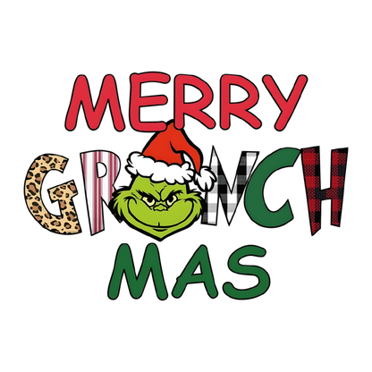 Celebrate the holiday season with this playful "Merry Grinchmas" design featuring the iconic Grinch in a festive Santa hat!DTF Transfers dtf transfers