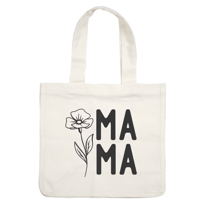 Un diseño encantador que presenta la palabra "MAMA" junto a una delicada ilustración de flores, perfecto para celebrar la maternidad. Transferencias DTF