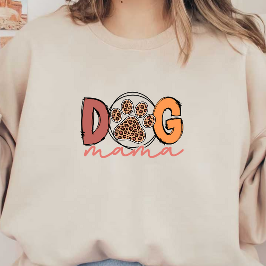 "Dog mama" t-shirt design with paw print and leopard print.DTF Transfers