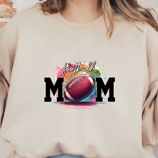 A vibrant design featuring a football and the words "Football Mom" in bold letters, perfect for sporty moms. dtf transfers