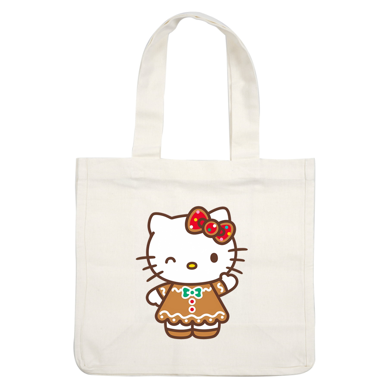 Meet Hello Kitty dressed in a charming gingerbread outfit, complete with a cute bow and festive details!DTF Transfers