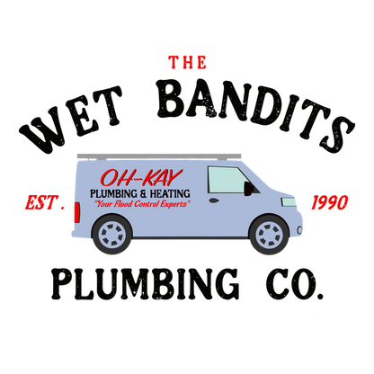 Catchy logo for "OH-KAY Plumbing & Heating," featuring a service van and emphasizing their expertise in flood control since 1990.DTF Transfersdtf regular iron dtf transfers