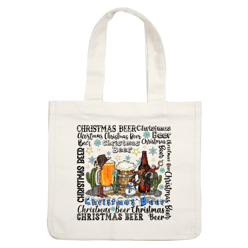 Celebrate the season with this festive "Christmas Beer" design featuring a cowboy, beer, and whimsical winter elements!DTF Transfers dtf prints