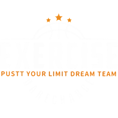 A dynamic logo featuring "EXERCISE" in bold letters, with a basketball motif and motivational tagline for a sports team. dtf transfers