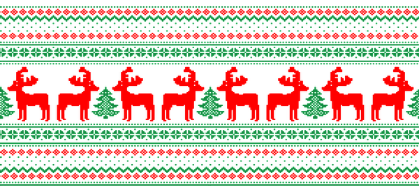 A festive pattern featuring red reindeer and green trees, perfect for holiday decorations or seasonal apparel.UV Transfers dtf transfers