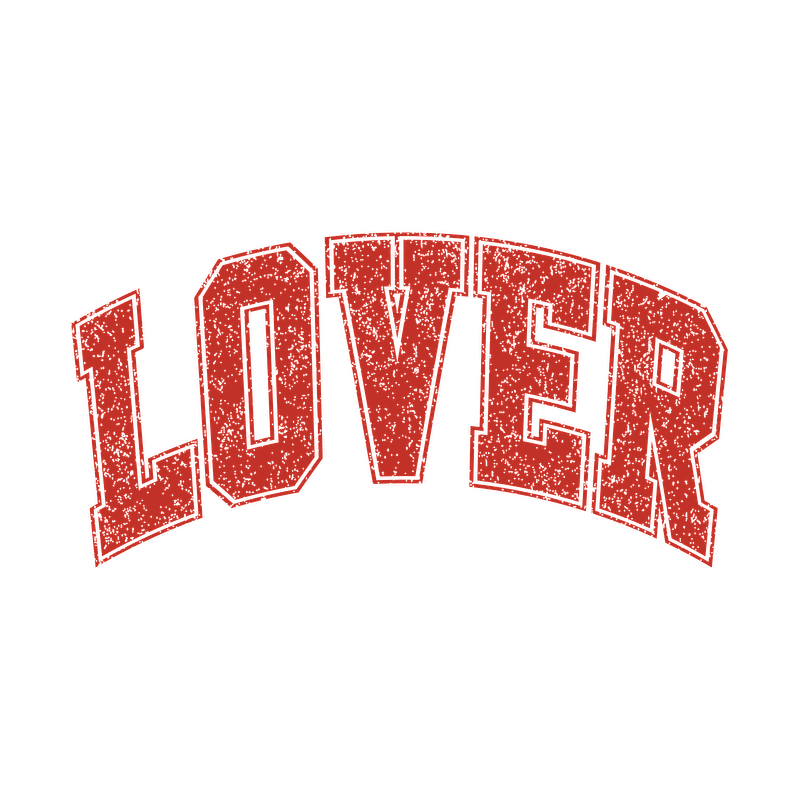 Bold red "LOVER" text in a retro style, perfect for expressing affection and adding a playful touch to any design!DTF Transfers