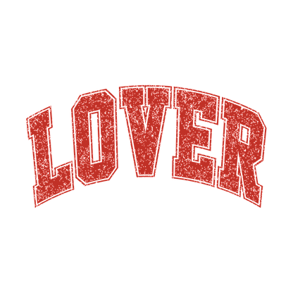 Bold red "LOVER" text in a retro style, perfect for expressing affection and adding a playful touch to any design!DTF Transfers