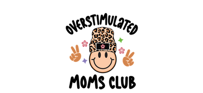 A fun, leopard-print hat-wearing smiley face with peace signs and colorful flowers adds a playful vibe!UV Transfers dtf prints