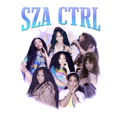 A vibrant collage featuring SZA in various colorful outfits, showcasing her unique style and personality from the "CTRL" era.DTF Transfersdtf regular iron