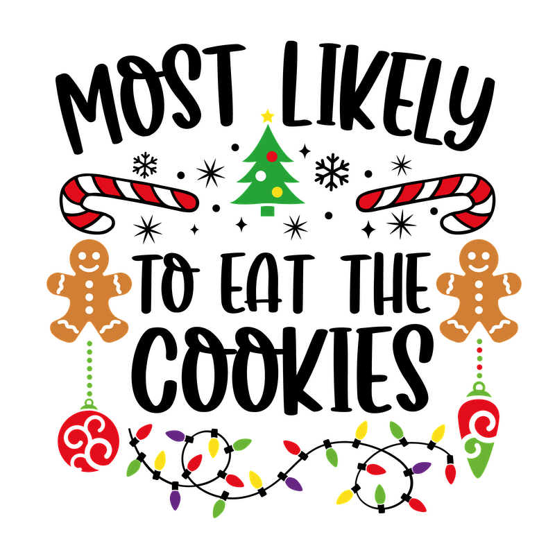 Celebrate the festive spirit with this cheerful holiday illustration featuring gingerbread men, candy canes, and a decorated Christmas tree!DTF Transfers dtf transfers dtf prints