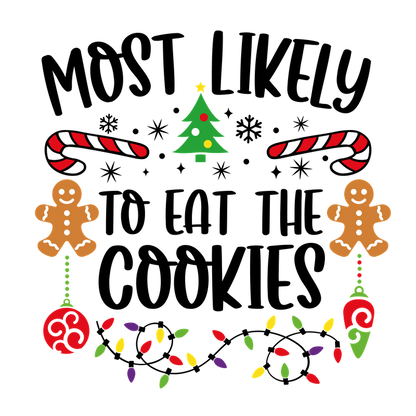 Celebrate the festive spirit with this cheerful holiday illustration featuring gingerbread men, candy canes, and a decorated Christmas tree!DTF Transfers dtf transfers dtf prints